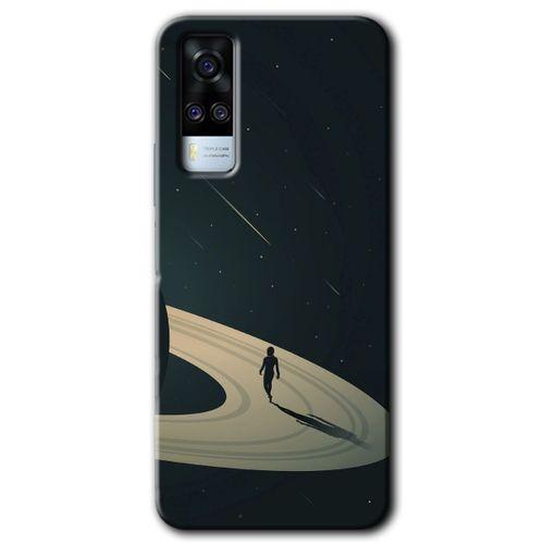 MRCİLETİSİM Vivo Y51a Kılıf HD Desen Baskılı Arka Kapak + Temperli Cam - Space Planet