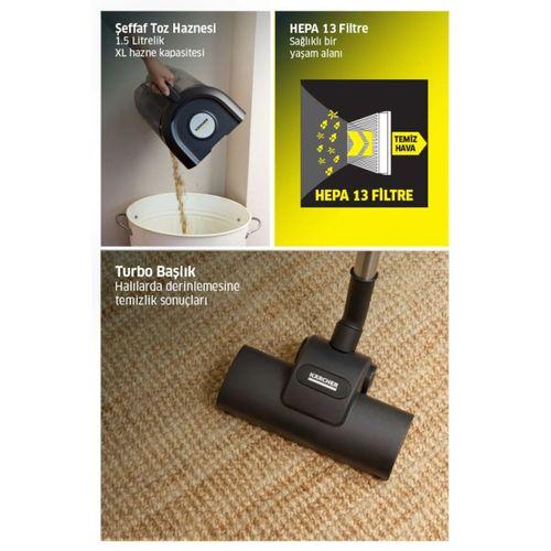 Karcher VCC 4 CycloneX Toz Torbasız Turbo ve LED Başlıklı Elektrikli Süpürge