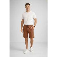 Erkek Otoban Dokuma Şort Beli Lastikli Bağcıklı, Cepli, Rahat Kesim Günlük Yazlık Şort - Kahverengi