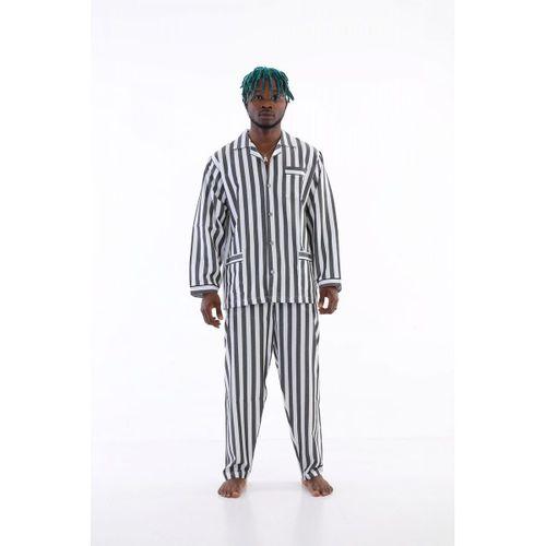 4007 Uzun Kol Çizgili Gaffur Erkek  Pijama Takım