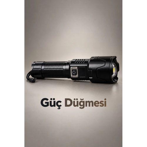 Dijital Göstergeli Led El Feneri Type C Şarjlı Teleskopik Zoom Özellikli