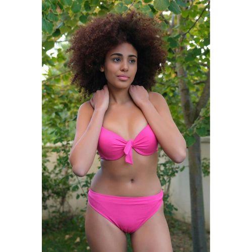 Kadın Destekli Fiyonklu Alt Üst Fuşya Bikini Takım