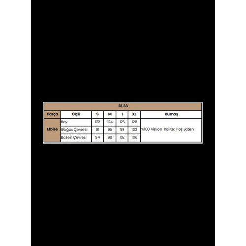 %100 Viskon Desenli Uzun Kollu Saten Elbise