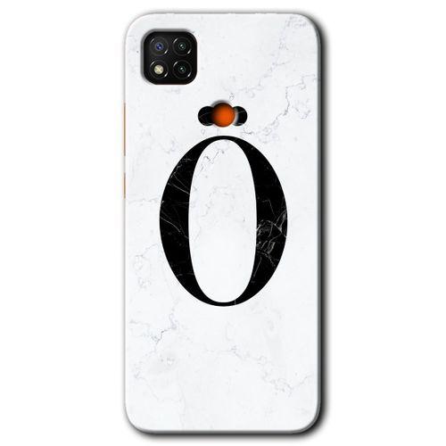 Redmi 9c Kılıf HD Desen Baskılı Arka Kapak - Beyaz Mermer Desenli Ö Harfi + Kırılmaz Cam