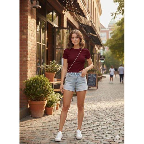 Kadın Bisiklet Yaka Düz Renk Kaşkorse Bluz