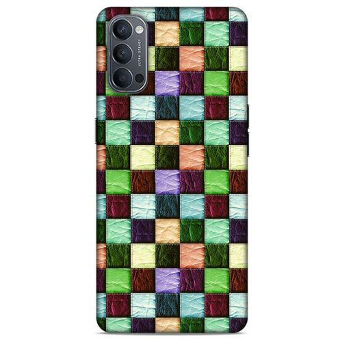 Oppo Reno 4 Kılıf Patchwork (6) Silikon Kılıf Su Yeşili