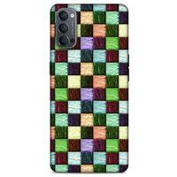 Oppo Reno 4 Kılıf Patchwork (6) Silikon Kılıf Su Yeşili