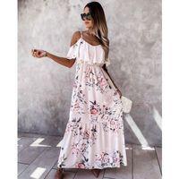 Kadın Gül Desenli Maxi Boy Mikro Kumaş Elbise