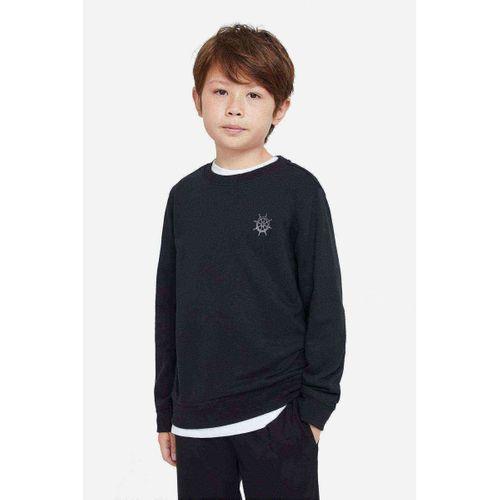 Gemi Dümeni Göğüs Baskılı Unisex Çocuk Siyah Sweatshirt
