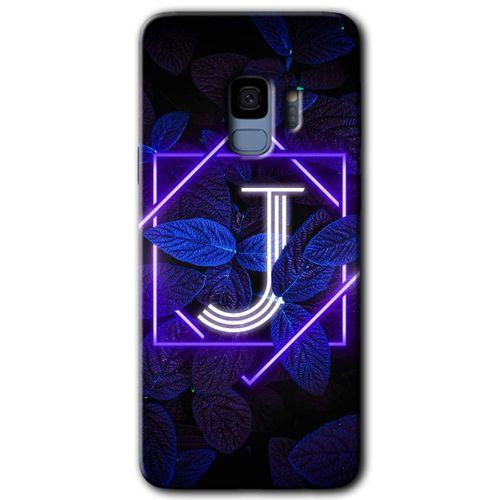 Samsung Galaxy S9 HD Baskılı Kılıf + 9D Tam Ekran Koruyucu - Dark Neon Yaprak J Harfi