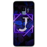 Samsung Galaxy S9 HD Baskılı Kılıf + 9D Tam Ekran Koruyucu - Dark Neon Yaprak J Harfi