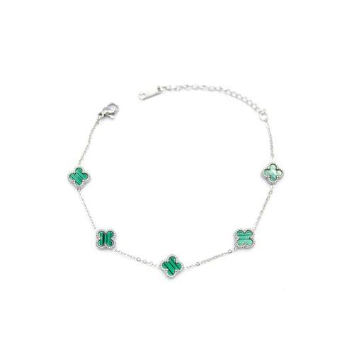 Gümüş VC Yonca Bileklik - Yeşil