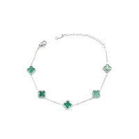 Gümüş VC Yonca Bileklik - Yeşil