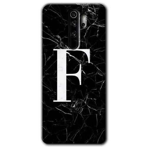 Xiaomi Redmi Note 8 Pro Kılıf Baskılı Kapak - Siyah Mermer Desenli F Harfi +Tam Kaplayan Mat Seramik