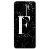 Xiaomi Redmi Note 8 Pro Kılıf Baskılı Kapak - Siyah Mermer Desenli F Harfi +Tam Kaplayan Mat Seramik