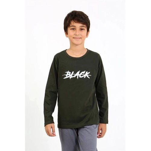 Erkek Çocuk Uzun Kol Penye Pijama Takım Haki