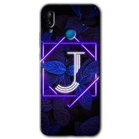 Huawei P20 Lite Kılıf HD Desen Baskılı Arka Kapak - Dark Neon Yaprak J Harfi + Kırılmaz Cam