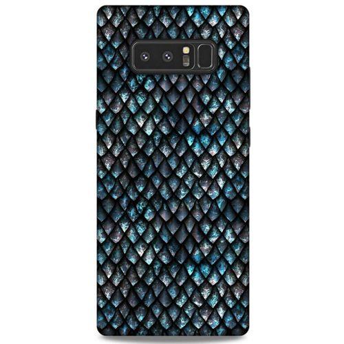 Samsung Galaxy Note 8 Kılıf Dragons (10) Full Koruma Kılıfı Ejderha Skin Mavi Beyaz