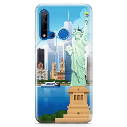 Huawei P20 Lite 2019 Kılıf Özgürlük Heykeli Newyork Arka Kapak Koruma Desenli Full Koruyucu