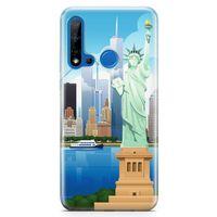 Huawei P20 Lite 2019 Kılıf Özgürlük Heykeli Newyork Arka Kapak Koruma Desenli Full Koruyucu