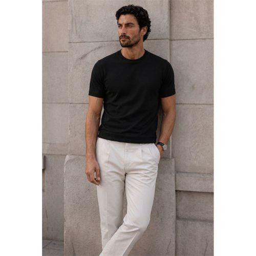 Kwon Bisiklet Yaka Basic Kısa Kollu İnce Triko Erkek T-Shirt - Siyah
