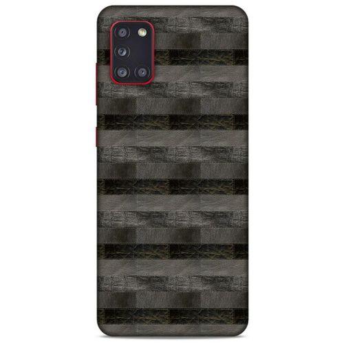 Samsung Galaxy A31 Kılıf Patchwork (23) Ultra Koruma Kılıfı Siyah Gri