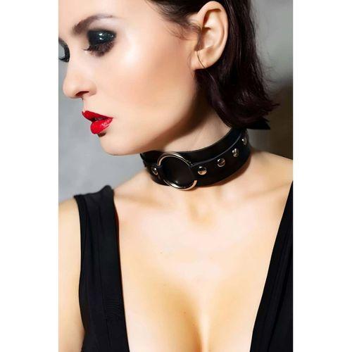 Halka Detaylı Geniş Şerit Ayarlı Şık Deri Choker