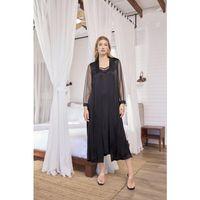 Dantelli Tüllü Ve Dekolteli Saten Sabahlık Takımı