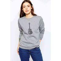 Drawing Classic Guitar Baskılı Gri Kadın Sweatshirt