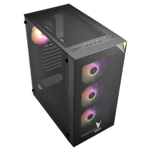 VENTO VG3400S Mid Tower, Siyah, Temperli Cam, RGB, ATX GAMING KASA (PSU YOK)
