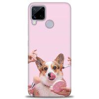 Realme C15 Kılıf HD Baskılı Kılıf - Sevimli Köpek + Tam Ekran Koruyucu