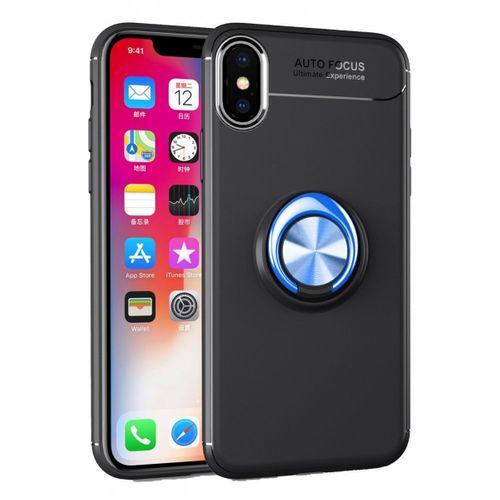 iPhone X Kılıf Range Yüzüklü Silikon - Siyah-Mavi