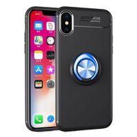 iPhone X Kılıf Range Yüzüklü Silikon - Siyah-Mavi