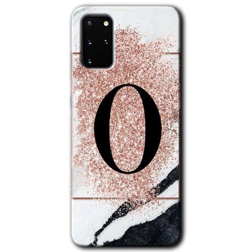 Samsung Galaxy S20 Plus HD Baskılı Kılıf + 9D Tam Ekran Koruyucu - Pembe Mermer O Harfi