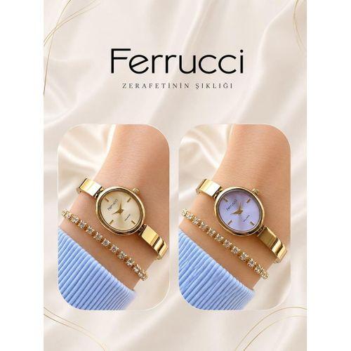 Ferrucci Küçük Vintage Kasa Çelik Kordon 2 Yıl Garantili 3 Atm Kadın Kol Saati+Bileklik BFC.03759.1