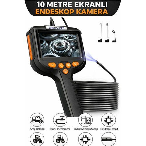 Monitörlü Tek Kameralı 10 Mt Sert Kablo Yılan Endoskop Kamera 5,5 Mm 4.3 Inc Ekran Ip67 Su Geçirmez Led Işıklı