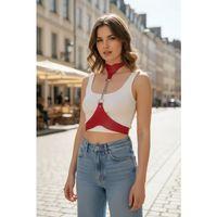 Kırmızı Kadın Kemer Deri Boyunluklu Zincir Detaylı - Brf1265