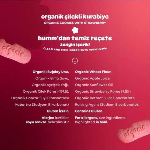 Humm Organik Vegan Çilekli Kurabiye 55 Gr, Sağlıklı ve Doğal Tatlar