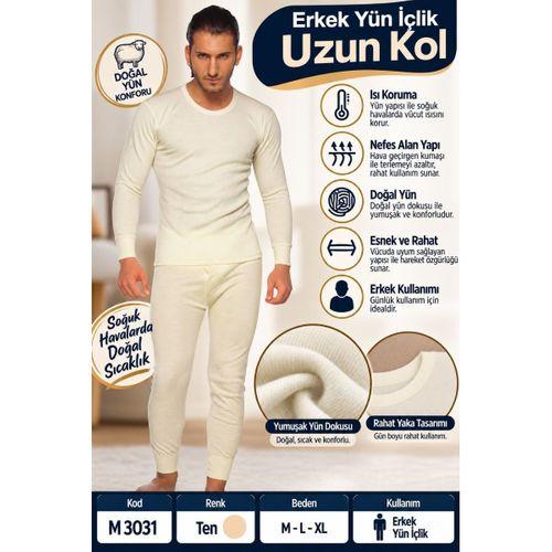 Erkek Yün İçlik Uzun Kol – Doğal Yün Termal İçlik – M 3031 - Rylks