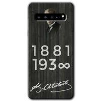Galaxy S10 Plus Kılıf HD Desen Baskılı Arka Kapak - Atatürk Ahşap İmza