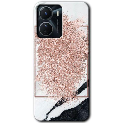 Vivo Y16 Kılıf HD Desen Baskılı Arka Kapak - Simli Mermer
