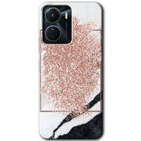 Vivo Y16 Kılıf HD Desen Baskılı Arka Kapak - Simli Mermer