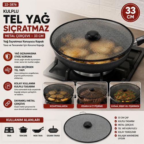 Yağ Sıçratma Koruyucu Tel Kulplu Metal Çerçeve