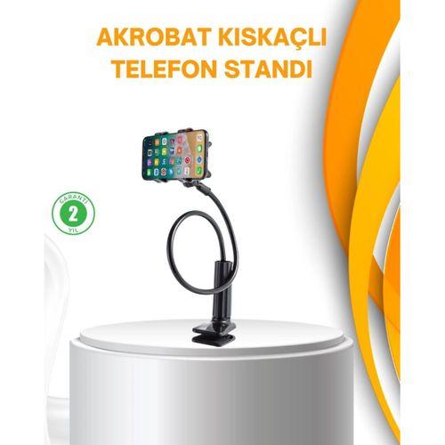 Esnek Gövdeli Mandallı Masaüstü Telefon Tutucu
