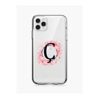 iPhone 11 Pro Max Pembe Çiçek Desen Ç Harfli Şeffaf Kılıf