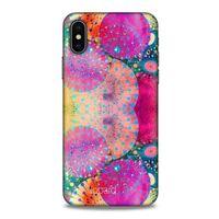 Apple iPhone XS Kılıf Pastel Renkler (47) Crystal Flex Kılıf Fuşya Sarı