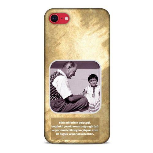 Apple iPhone SE 2020 Kılıf Atatürk (2) Kabı Gold