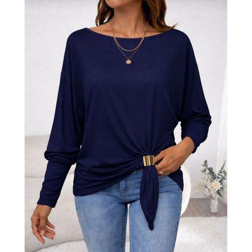 Kadın Uzun Kollu Kayık Yaka Manşet Ve Toka Detay Bluz