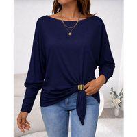 Kadın Uzun Kollu Kayık Yaka Manşet Ve Toka Detay Bluz