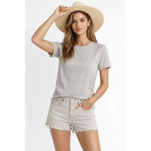 Osy Modal Yumuşak Dokulu Kumaş Bisiklet Yaka T-shirt - Gri